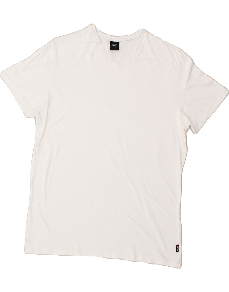 HUGO BOSS Mens T-Shirt Top Medium White Cotton Vintage Hugo Boss and Second-Hand Hugo Boss from Messina Hembry 