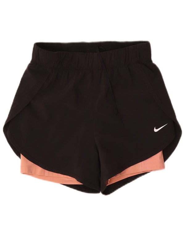 Nike Womens Dri Fit Sport Shorts UK 4 XS Black Polyester