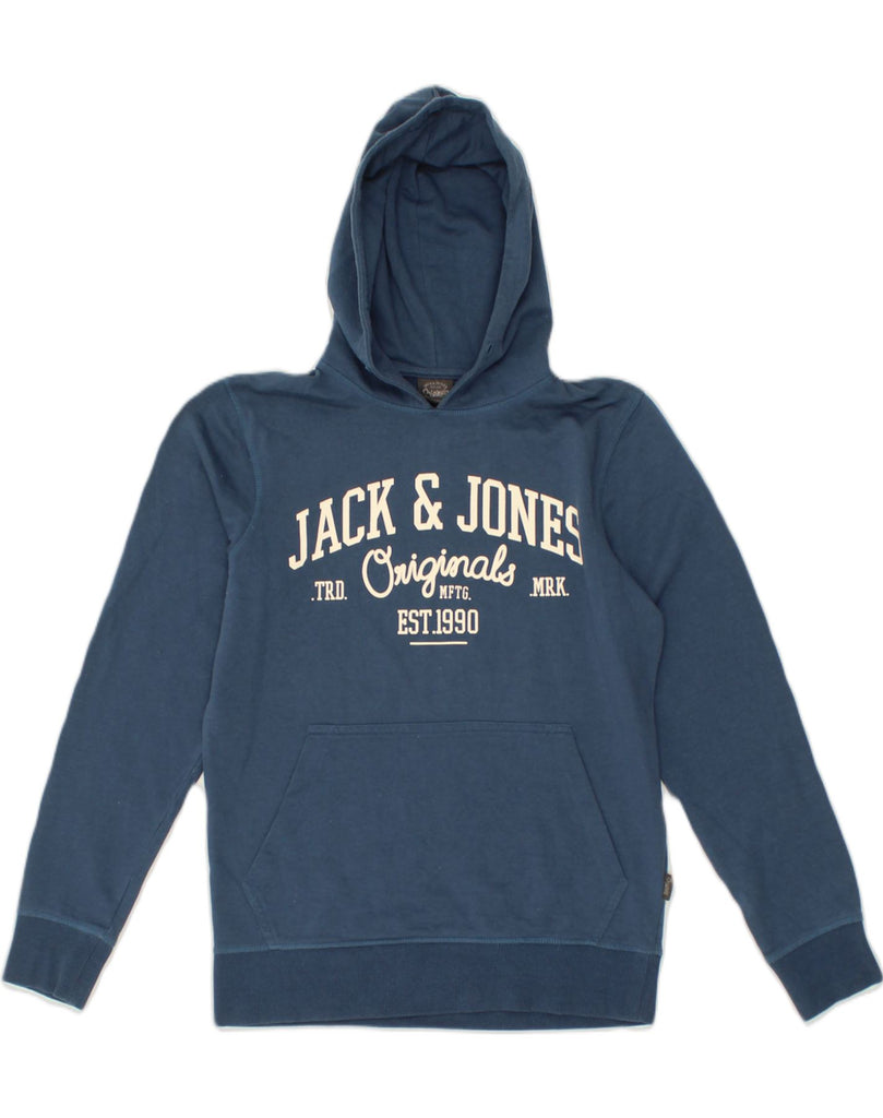 JACK & JONES Mens Graphic Hoodie Jumper Small Blue Cotton | Vintage Jack & Jones | Thrift | Second-Hand Jack & Jones | Used Clothing | Messina Hembry 