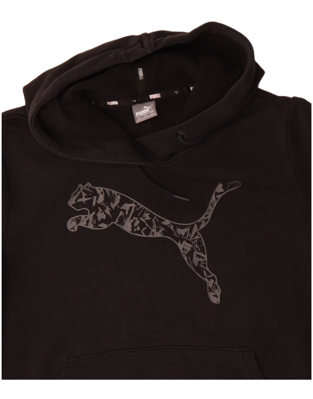 PUMA Womens Graphic Hoodie Jumper UK 16 Large Black Cotton