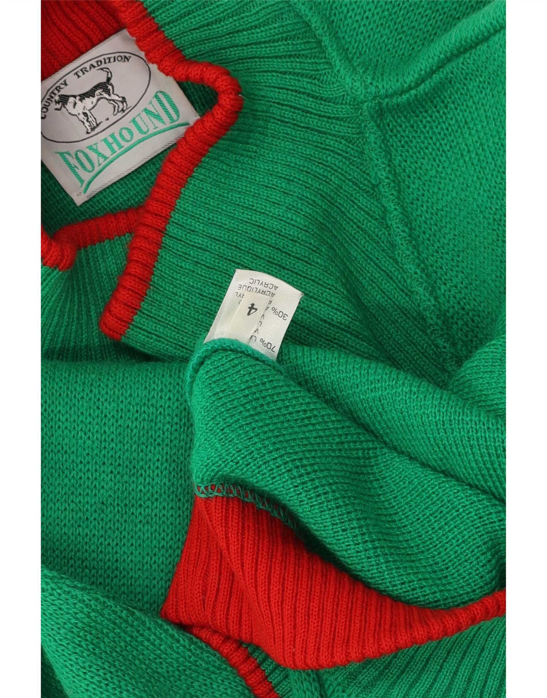 Foxhound Mens Graphic Turtle Neck Jumper Sweater Large Green Wool