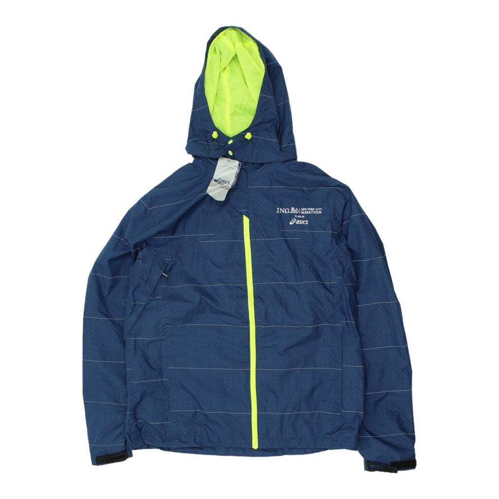 New York City Marathon 2021 Mens Blue Asics Hooded Rain Jacket | Running VTG | Vintage Messina Hembry | Thrift | Second-Hand Messina Hembry | Used Clothing | Messina Hembry 