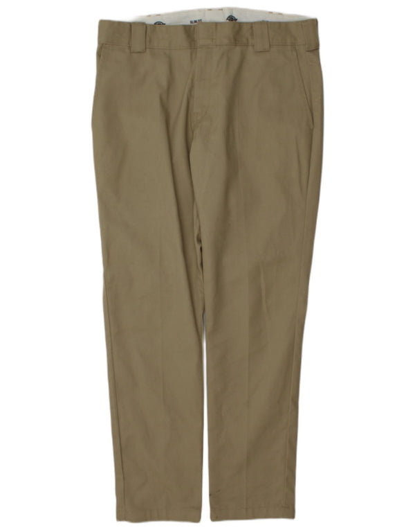 Dickies Mens Slim Fit Chino Trousers W34 L32 Khaki Polyester