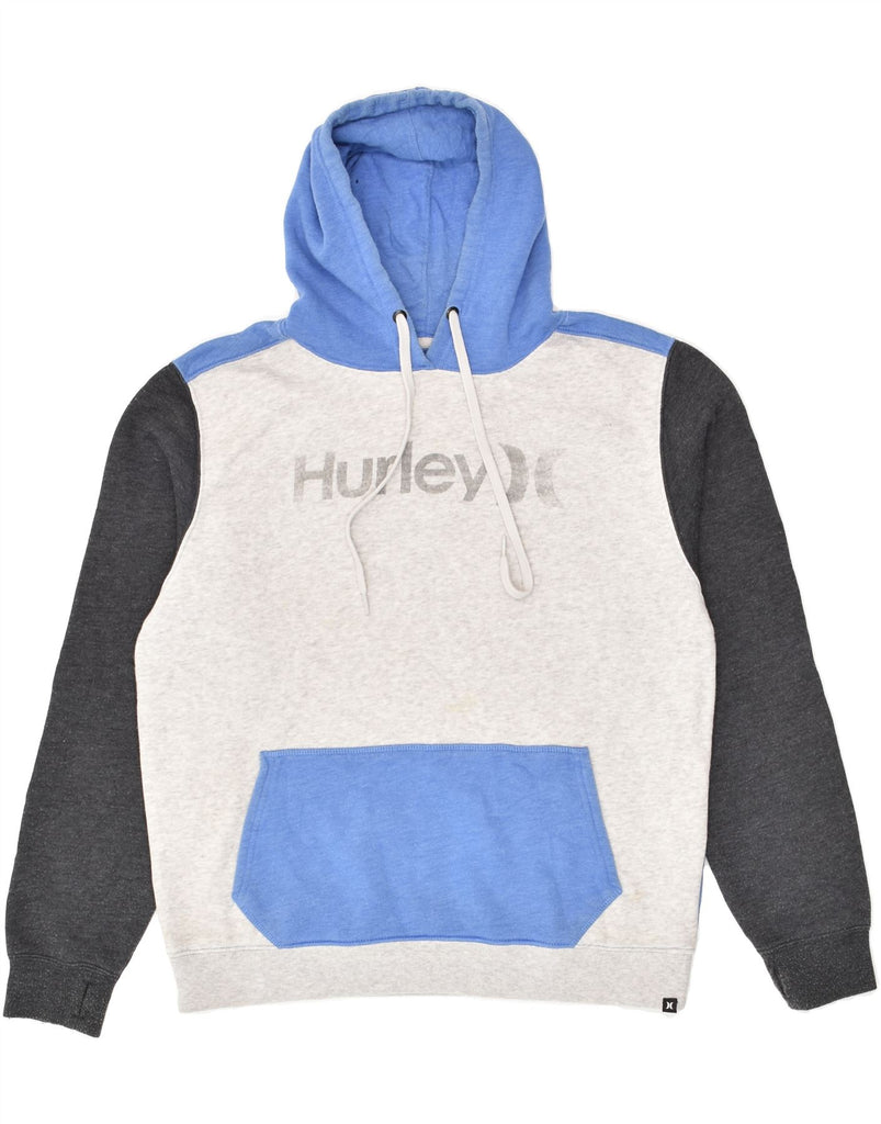 HURLEY Boys Graphic Hoodie Jumper 15-16 Years Grey Colourblock Cotton | Vintage Hurley | Thrift | Second-Hand Hurley | Used Clothing | Messina Hembry 