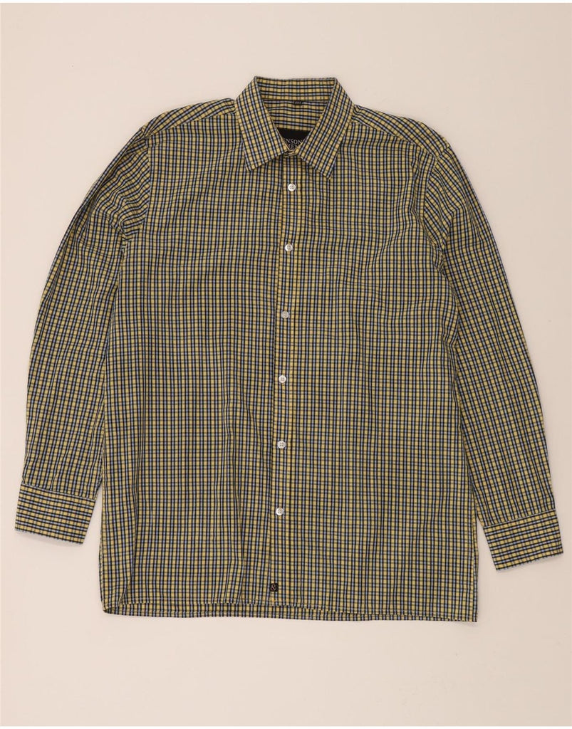 HENSON&HENSON Mens Shirt Size 41/42 Large Yellow Check Cotton Vintage Henson&Henson and Second-Hand Henson&Henson from Messina Hembry 