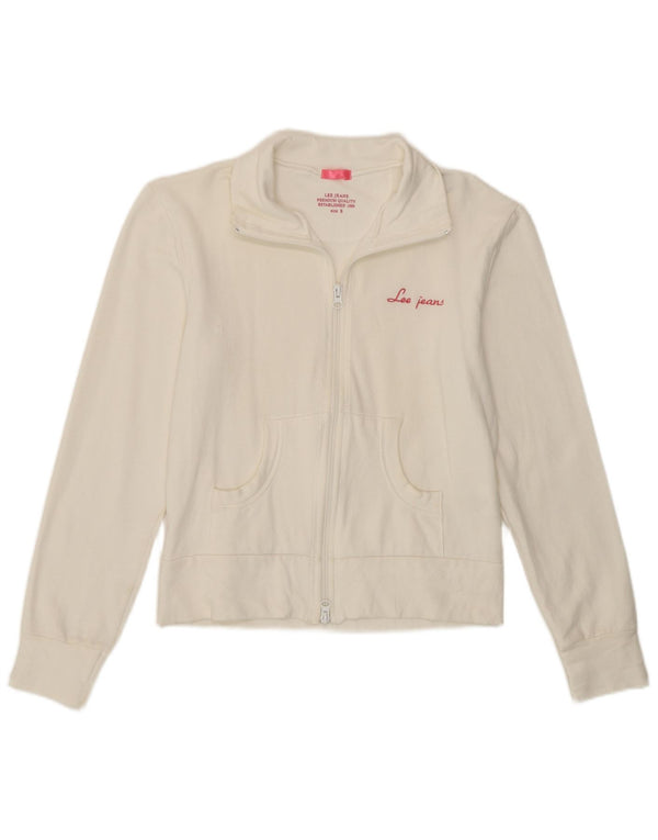 Lee Womens Tracksuit Top Jacket UK 10 Small White Cotton