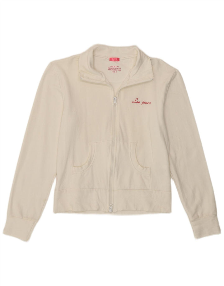 Lee Womens Tracksuit Top Jacket UK 10 Small White Cotton