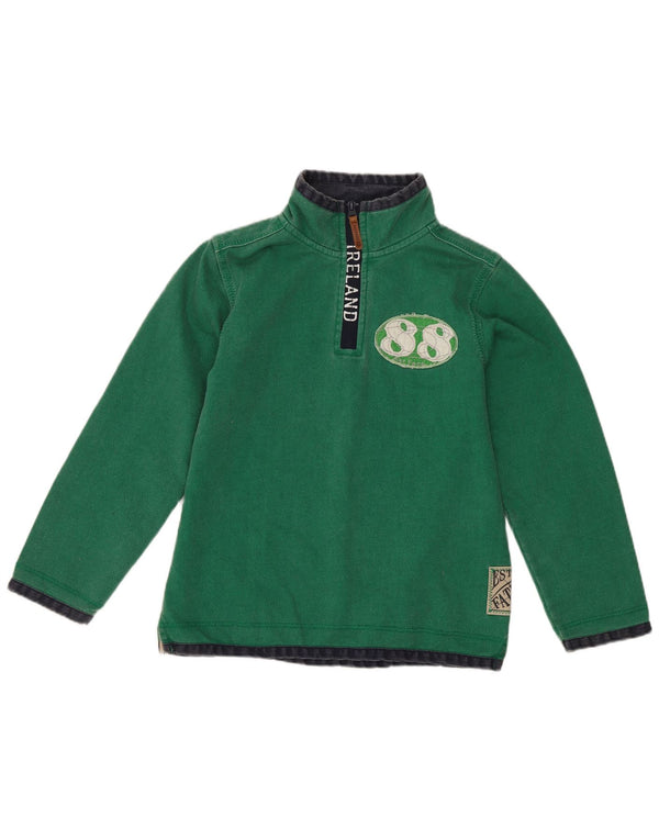 Fat Face Boys Ireland Graphic Zip Neck Sweatshirt Jumper 7-8 Years Green