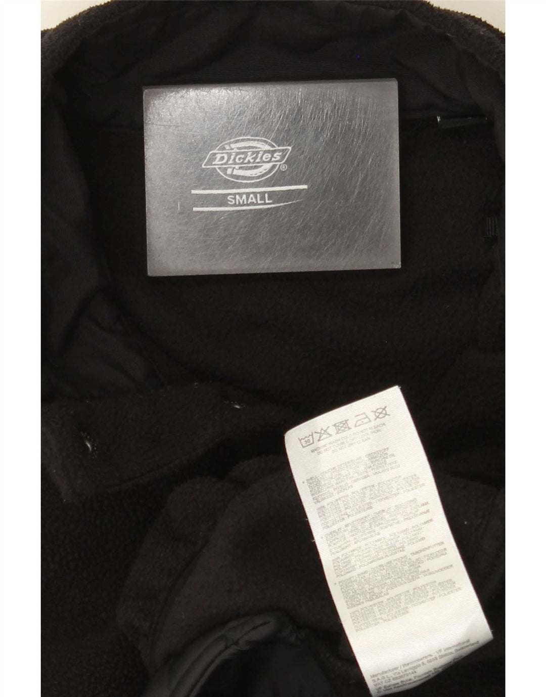 Dickies Mens Button Neck Fleece Jumper Small Black Polyester