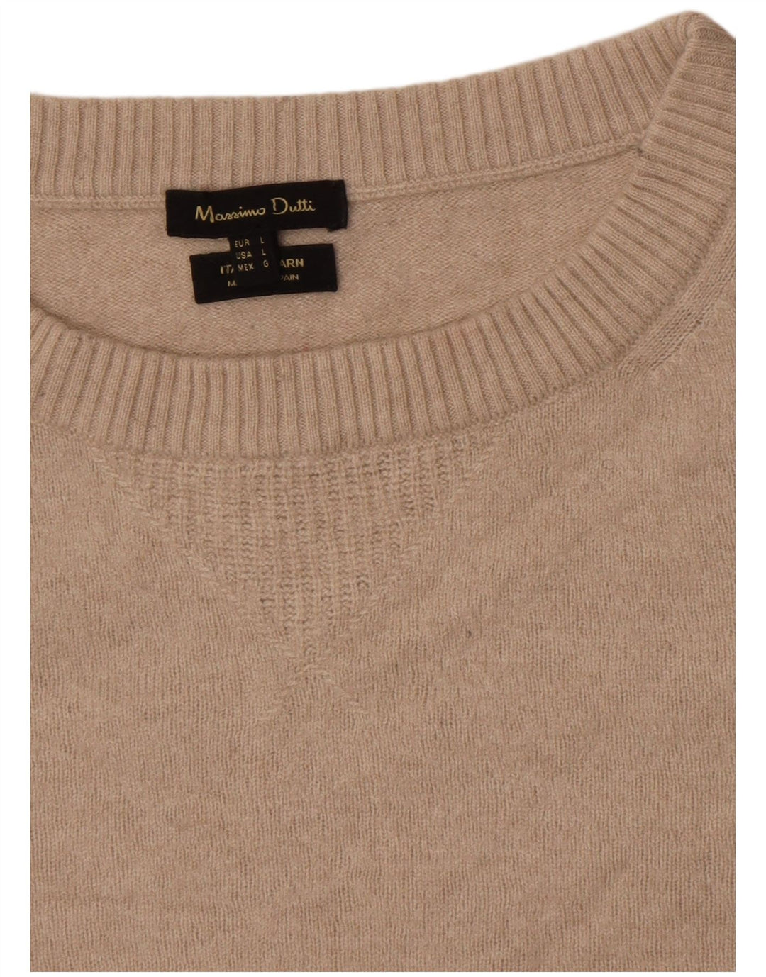 Massimo Dutti Womens Boat Neck Jumper Sweater UK 16 Large Beige