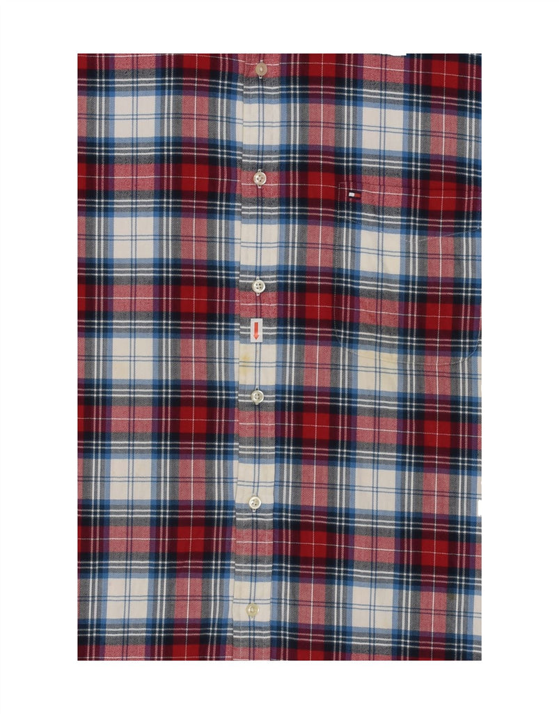 TOMMY HILFIGER Mens Flannel Shirt XL Red Check Cotton | Vintage Tommy Hilfiger | Thrift | Second-Hand Tommy Hilfiger | Used Clothing | Messina Hembry 