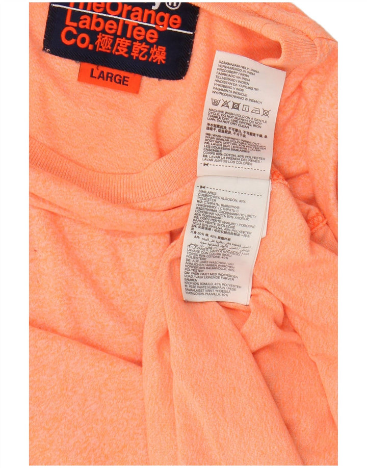 Superdry Mens T-Shirt Top Large Orange Cotton