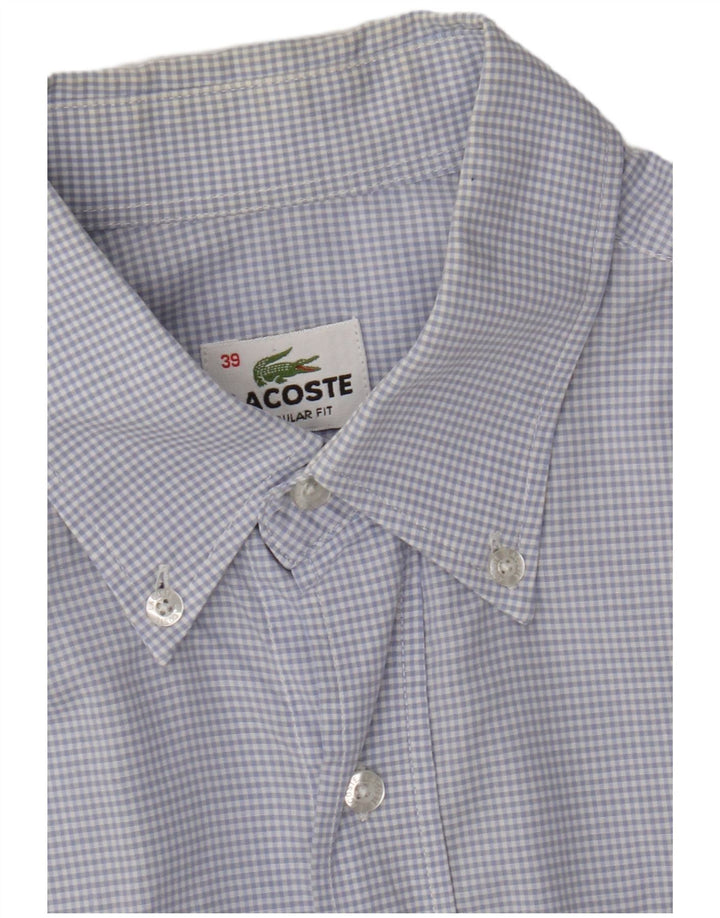 Lacoste Mens Regular Fit Shirt Size 39 Medium Blue Gingham