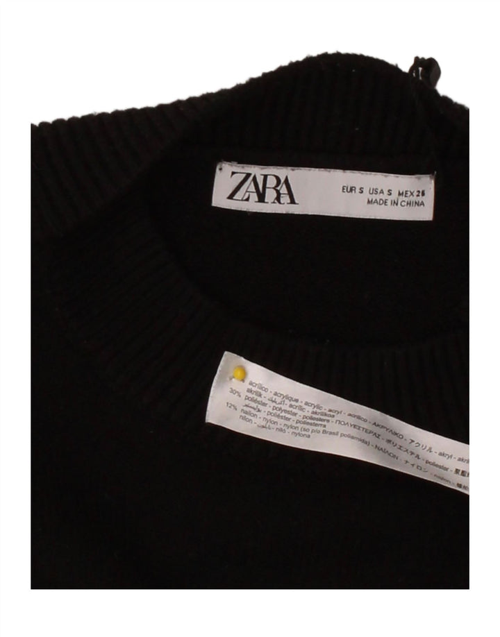 ZARA Womens Oversized Crew Neck Jumper Sweater UK 10 Small Black Striped Vintage Zara and Second-Hand Zara from Messina Hembry 