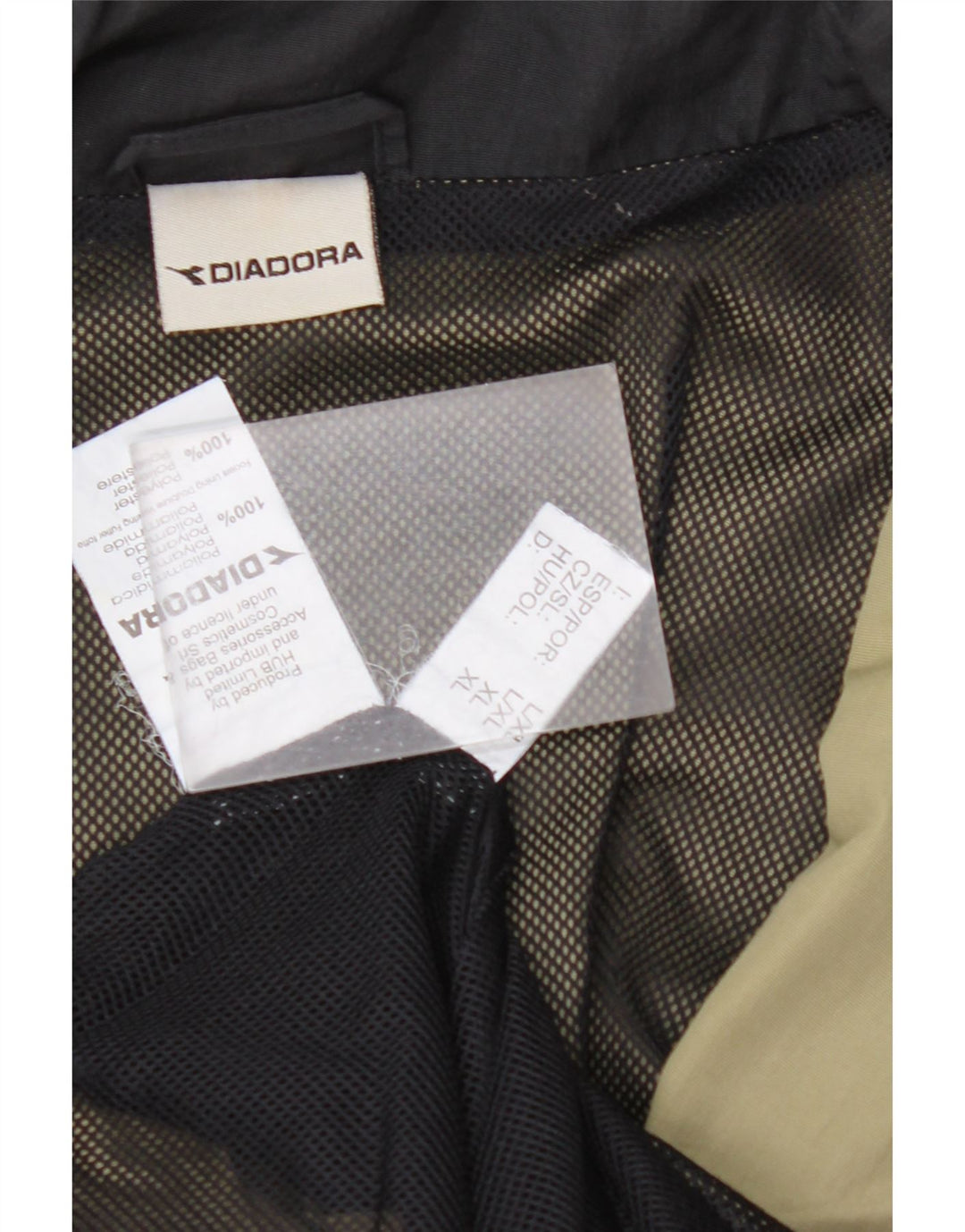 DIADORA Mens Hooded Rain Jacket UK 42 XL Khaki Polyamide