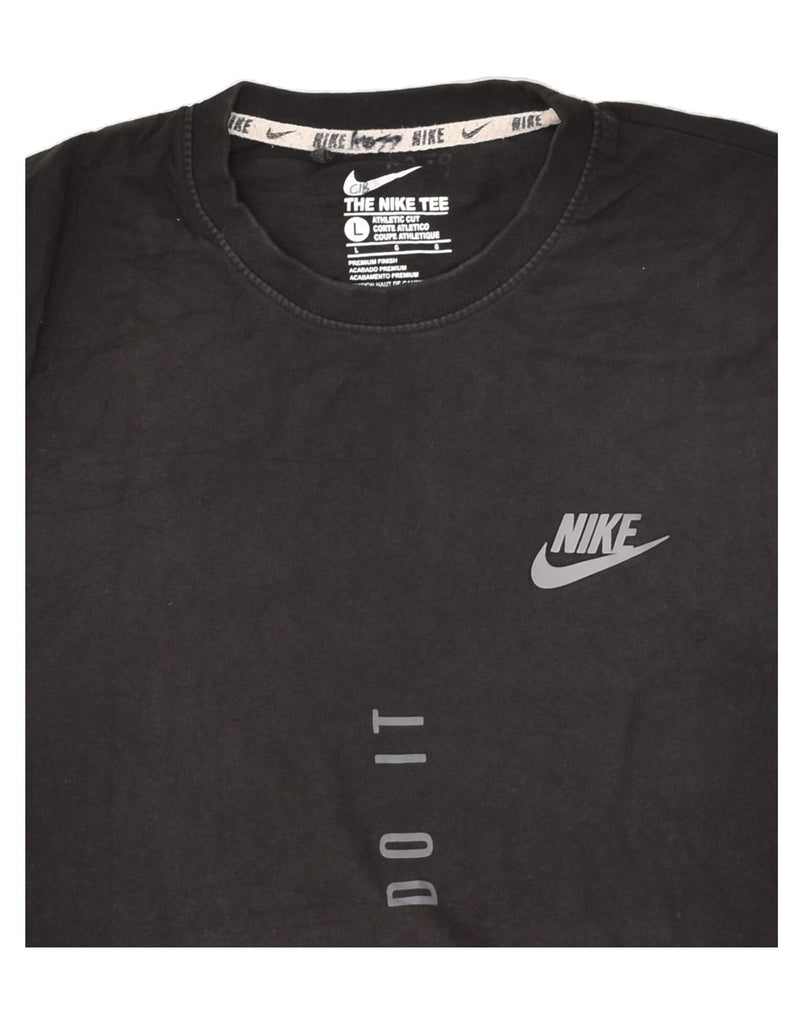 NIKE Womens Athletic Cut T-Shirt Top UK 14 Large Black Cotton | Vintage Nike | Thrift | Second-Hand Nike | Used Clothing | Messina Hembry 