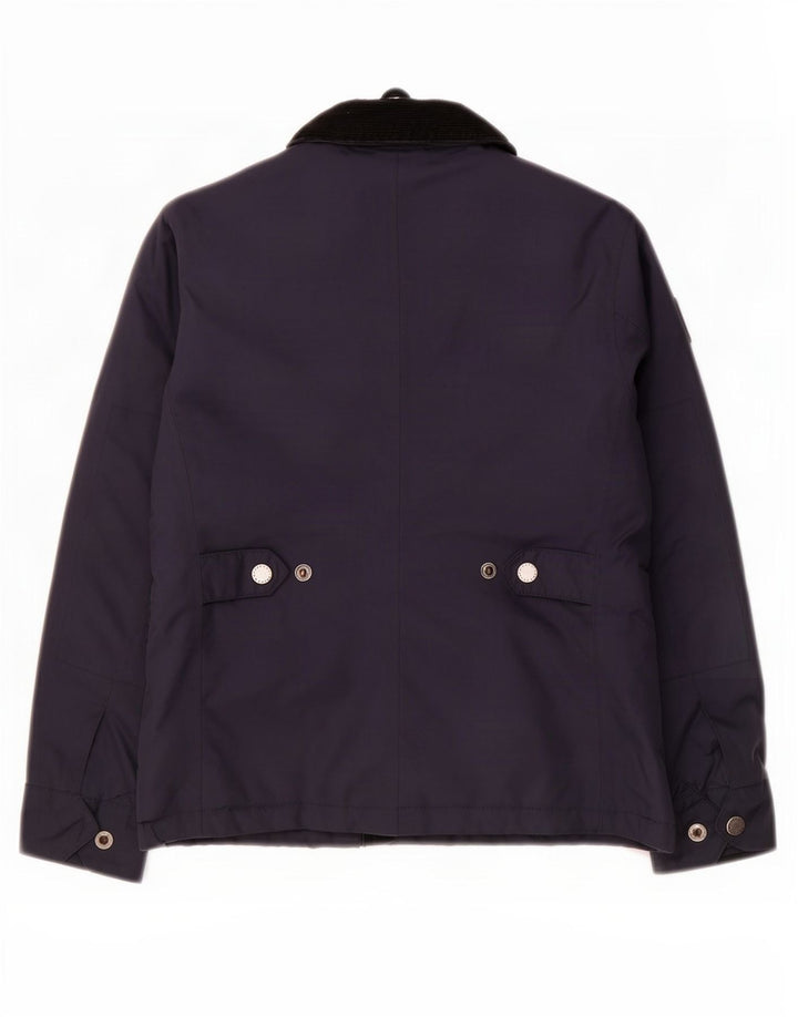 Barbour Boys Racer Jacket 6-7 Years Small Navy Blue Polyester