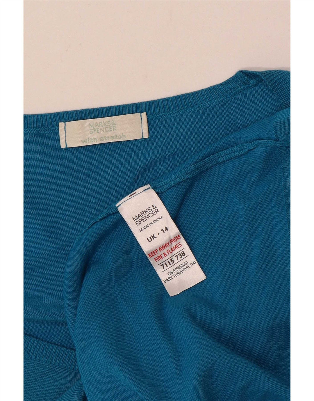 Marks & Spencer Womens Stretch Top Long Sleeve UK 14 Medium Blue Viscose