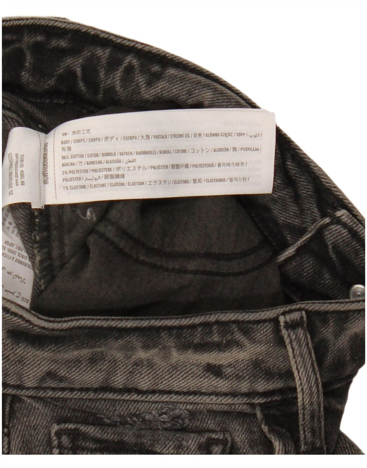 HOLLISTER Womens Distressed High Rise Straight Jeans W25 L27  Black Cotton