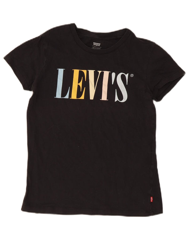 Levi's Womens Graphic T-Shirt Top UK 2 2XS Black Cotton