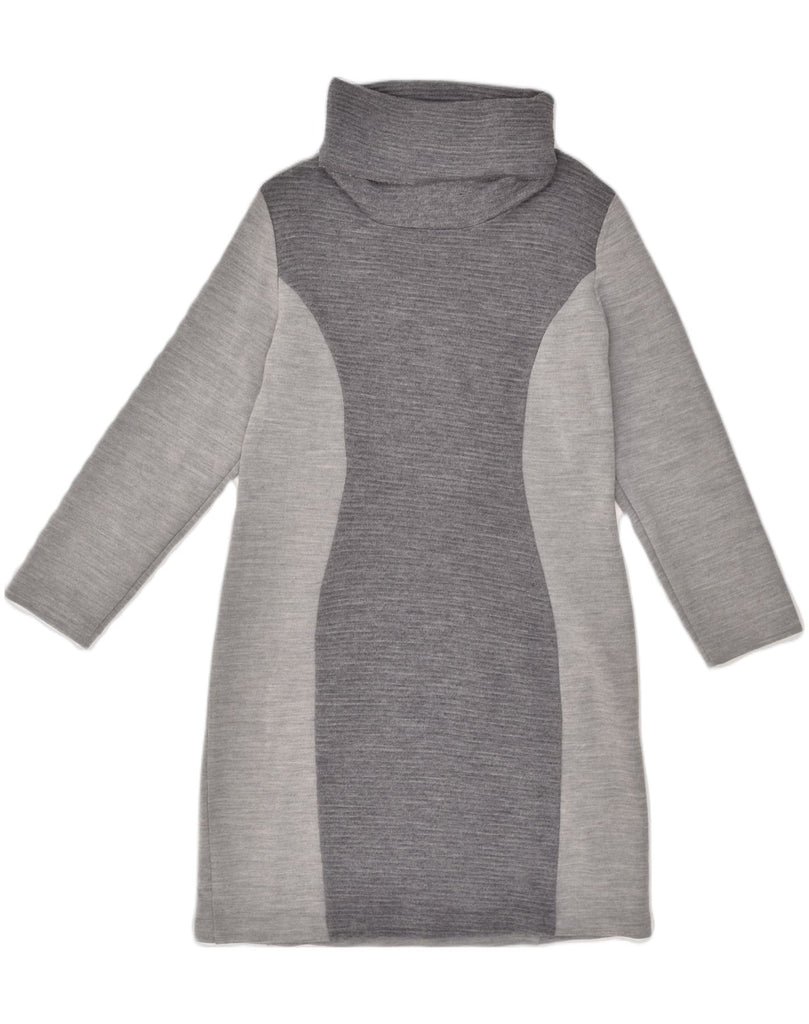 LUISA SPAGNOLI Womens Roll Neck Jumper Dress IT 48 XL Grey Colourblock | Vintage Luisa Spagnoli | Thrift | Second-Hand Luisa Spagnoli | Used Clothing | Messina Hembry 