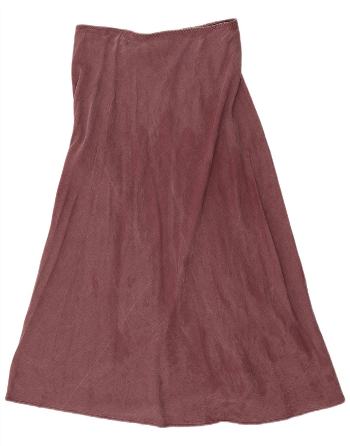 Zara Womens High Waist Midi Skirt W28 Medium Maroon