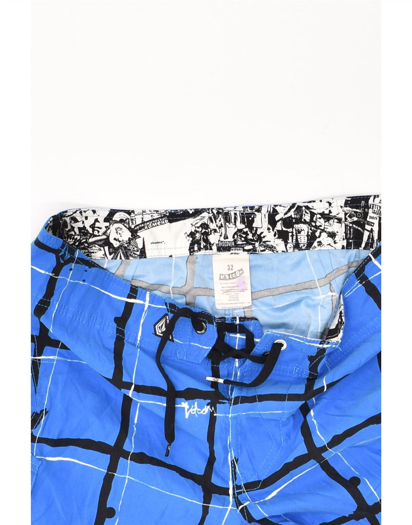 VOLCOM Mens Swimming Shorts Medium Blue Check Polyester | Vintage Volcom | Thrift | Second-Hand Volcom | Used Clothing | Messina Hembry 