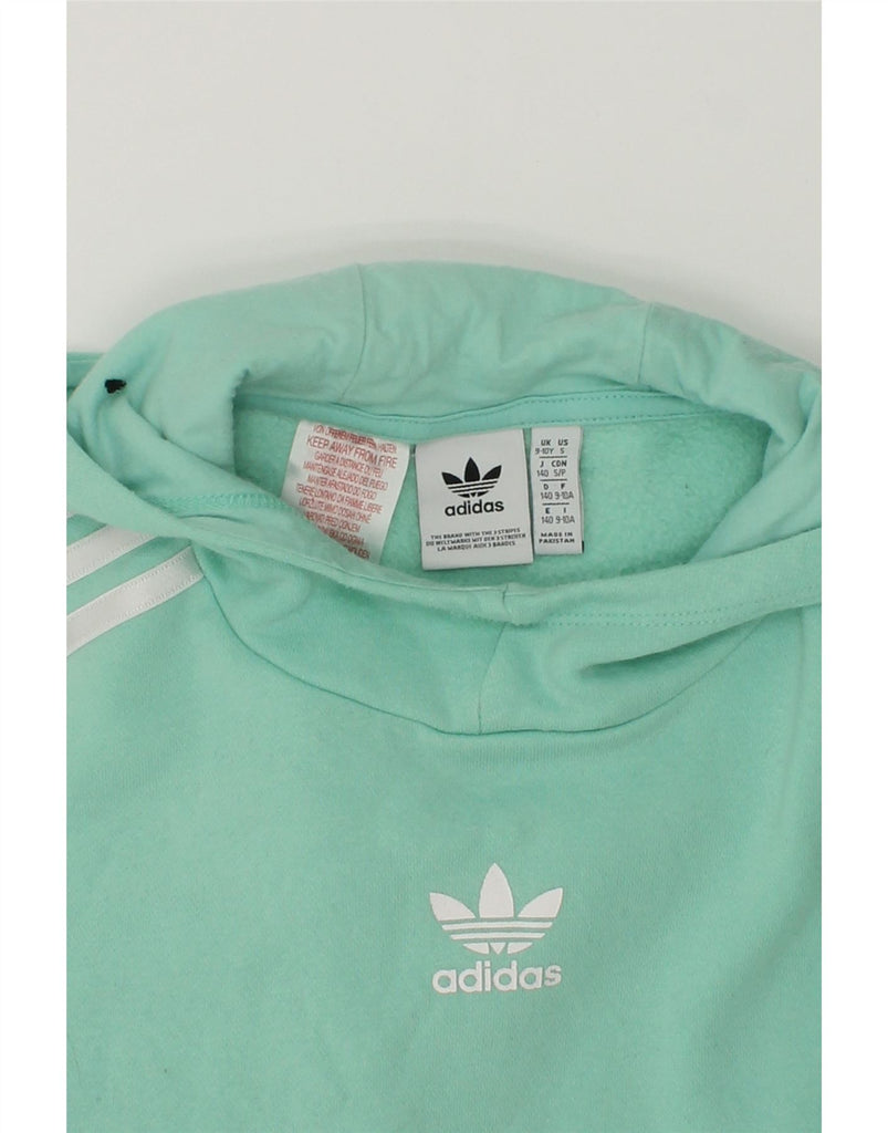 ADIDAS Girls Oversized Short Sleeve Hoodie Jumper 9-10 Years Turquoise | Vintage Adidas | Thrift | Second-Hand Adidas | Used Clothing | Messina Hembry 