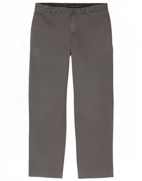 Tommy Hilfiger Mens Straight Chino Trousers W31 L30 Grey Cotton