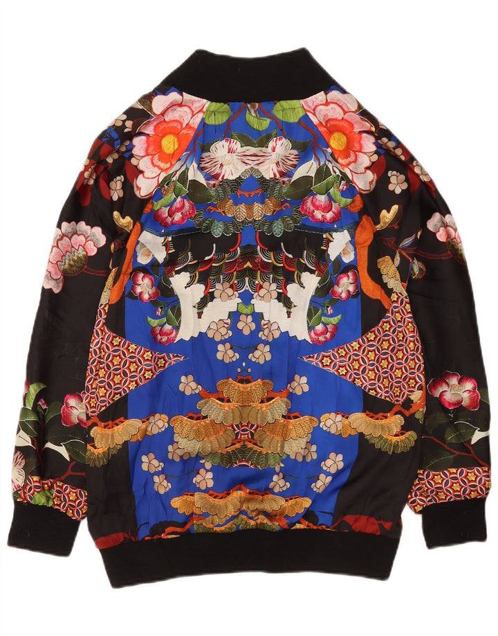 Zara Womens Oversized Bomber Jacket UK 10 Small Multicoloured Floral