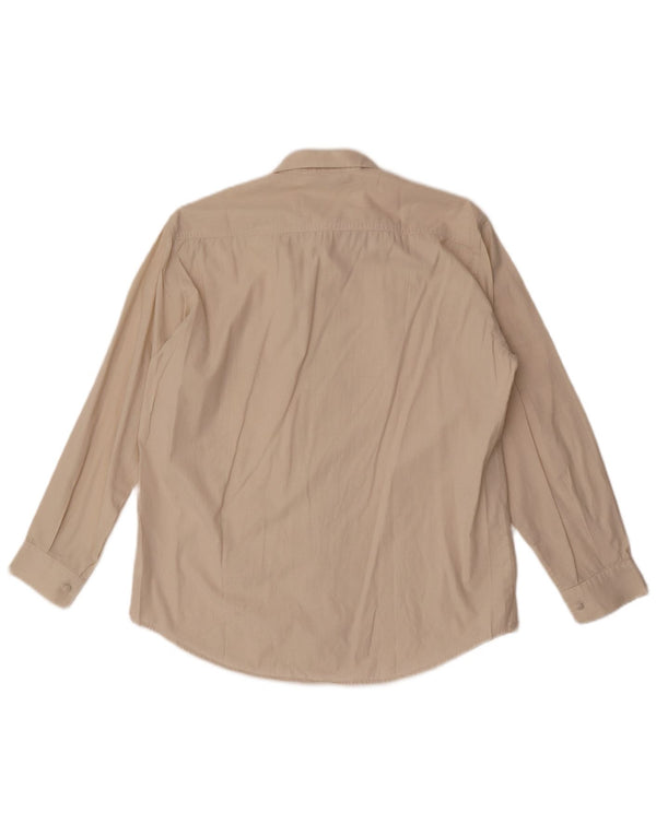 Vintage Womens Shirt UK 14 Large Beige Pinstripe