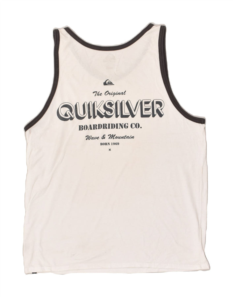 QUIKSILVER Womens Modern Fit Graphic Vest Top UK 16 Large White Cotton | Vintage Quiksilver | Thrift | Second-Hand Quiksilver | Used Clothing | Messina Hembry 