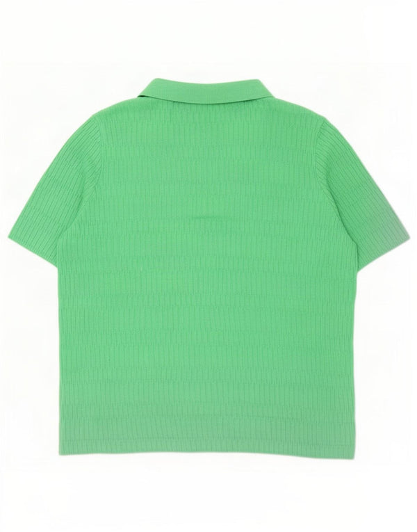 Marks & Spencer Womens Polo Shirt UK 16 Large Green Viscose