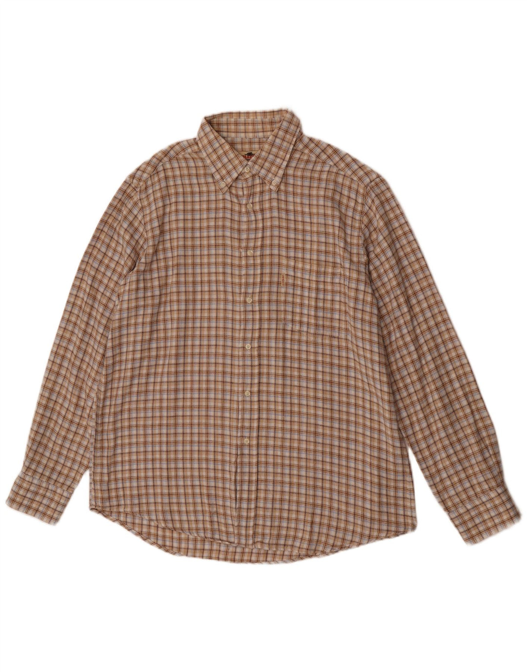 Charro Mens Flannel Shirt XL Beige Check Cotton