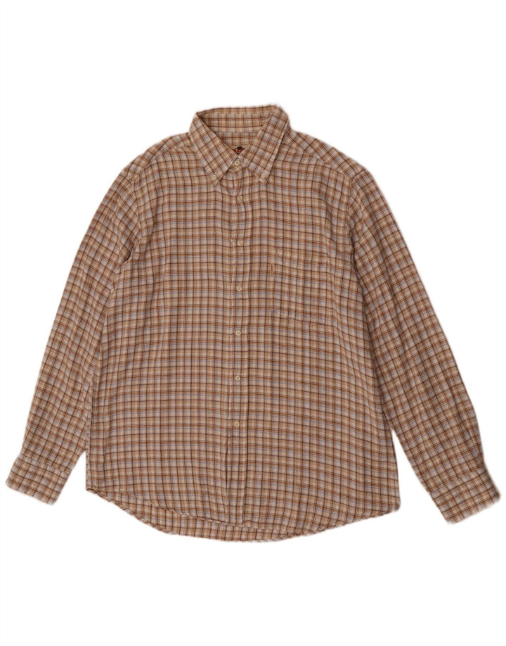 Charro Mens Flannel Shirt XL Beige Check Cotton