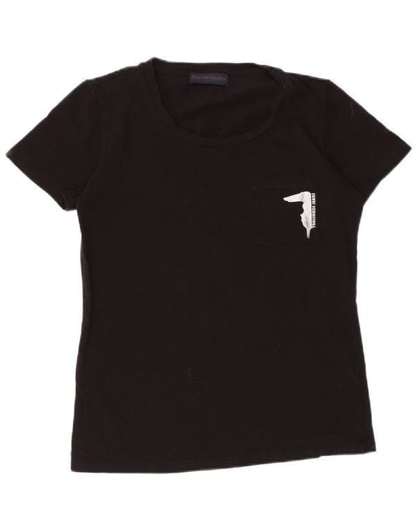 Trussardi Womens Short Sleeve Graphic T-Shirt Top UK 12 Medium Black