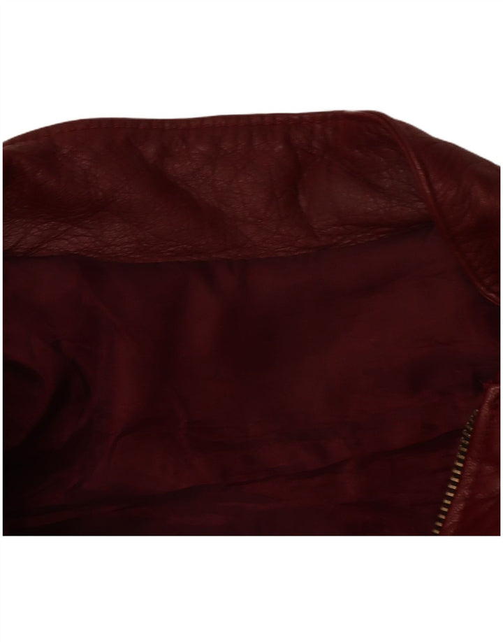 VINTAGE Womens Leather Jacket UK 10 Small Burgundy Leather