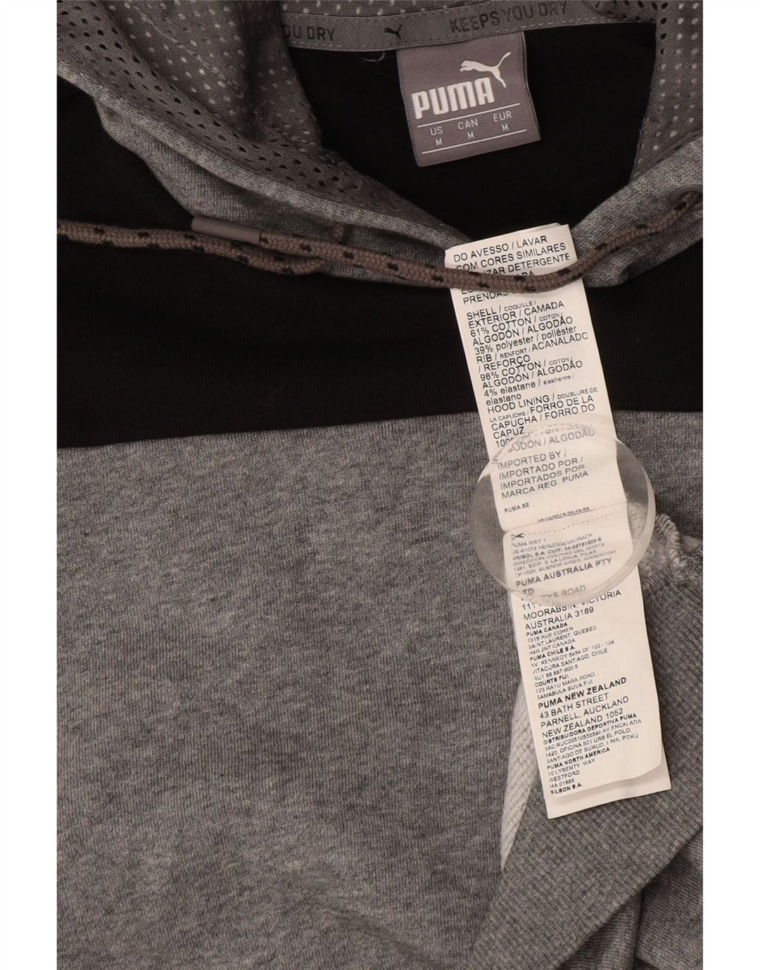 PUMA Mens Graphic Hoodie Jumper Medium Grey Colourblock Cotton