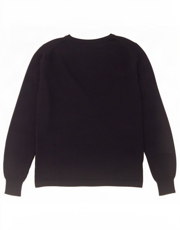 La Martina Womens V-Neck Jumper Sweater UK 12 Medium Navy Blue Wool