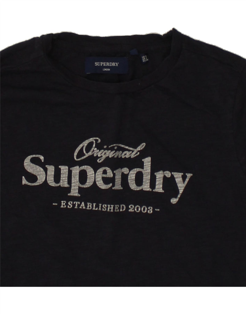 SUPERDRY Womens Graphic Top Long Sleeve UK 6 XS  Navy Blue Cotton | Vintage Superdry | Thrift | Second-Hand Superdry | Used Clothing | Messina Hembry 