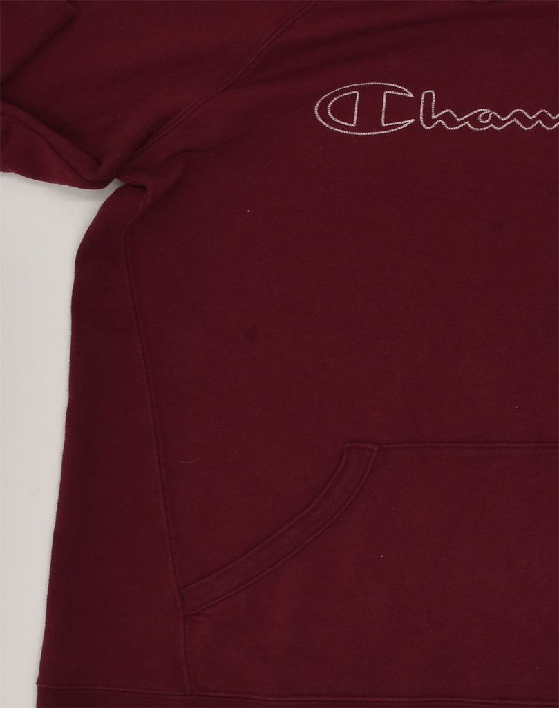 CHAMPION Womens Graphic Hoodie Jumper UK 16 Large Maroon Cotton | Vintage Champion | Thrift | Second-Hand Champion | Used Clothing | Messina Hembry 