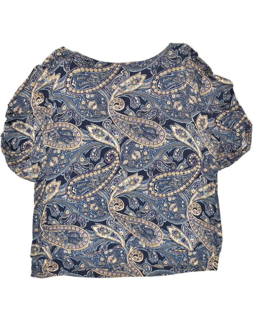 MICHAEL KORS Womens Blouse Top UK 22 3XL Navy Blue Paisley Rayon | Vintage Michael Kors | Thrift | Second-Hand Michael Kors | Used Clothing | Messina Hembry 