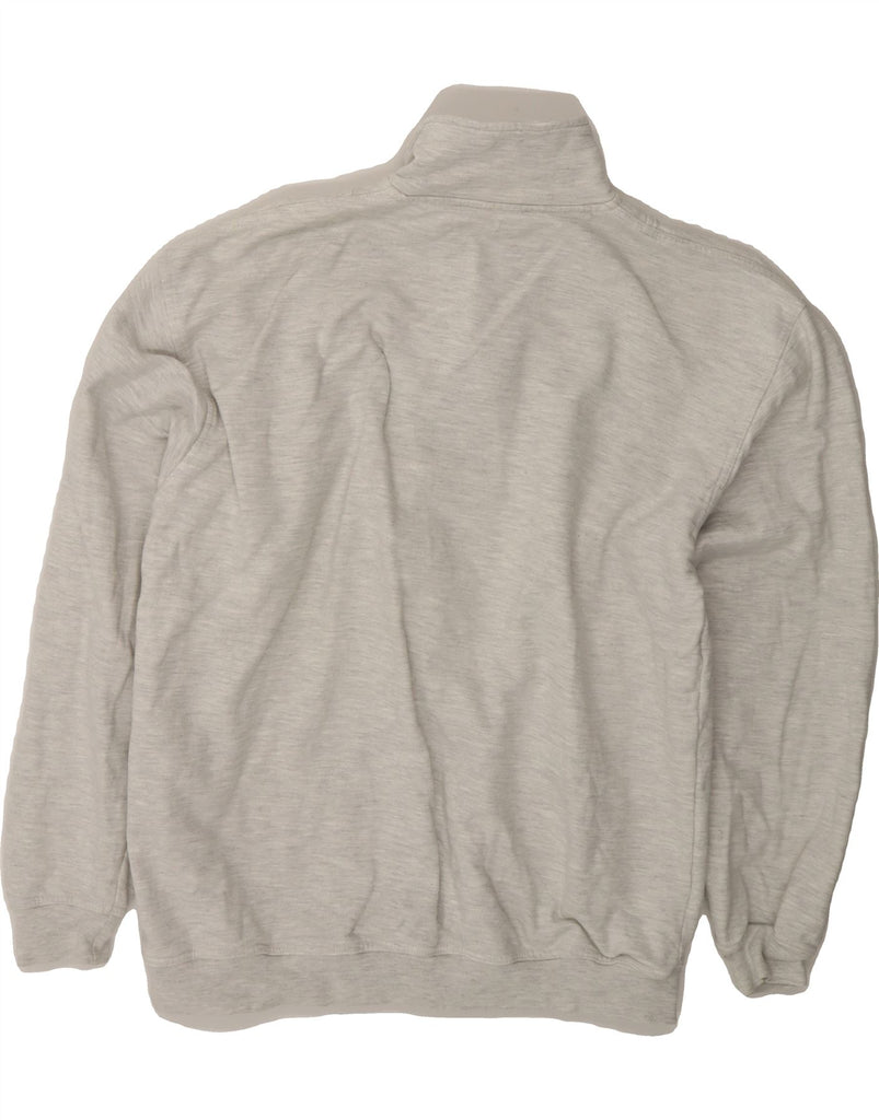 VINTAGE Mens Zip Neck Sweatshirt Jumper Medium Grey Striped Cotton Vintage Vintage and Second-Hand Vintage from Messina Hembry 