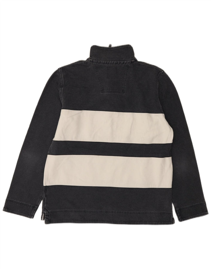 Crew Clothing Mens Zip Neck Sweatshirt Jumper Medium Navy Blue Striped