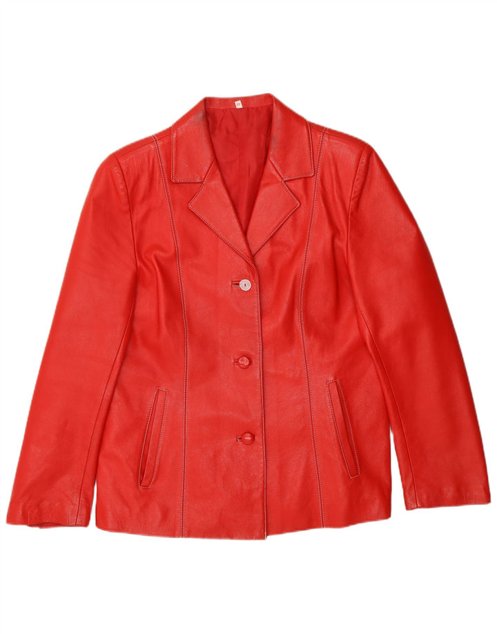 VINTAGE Womens Leather Jacket IT 42 Medium Red Leather