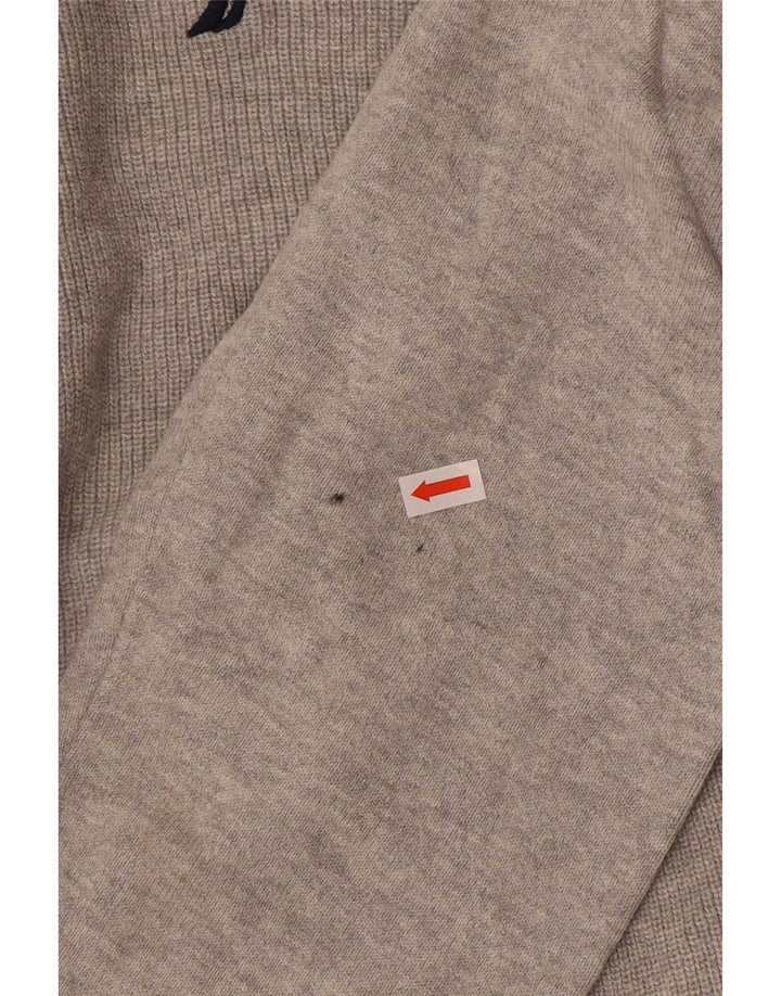Nautica Mens Zip Neck Jumper Sweater Large Grey Cotton