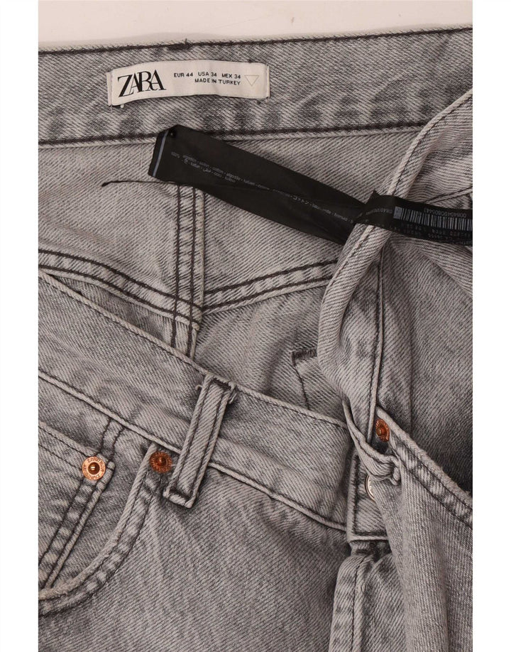 Zara Mens Straight Jeans EU 44 Large W34 L30 Grey Cotton