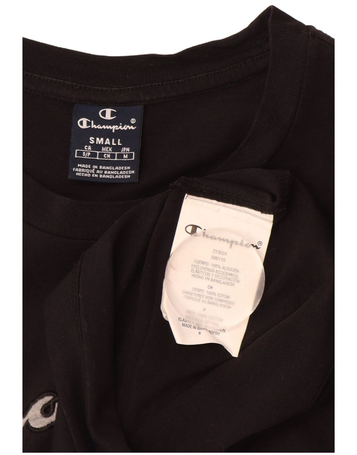 CHAMPION Mens Graphic T-Shirt Top Small Black Cotton