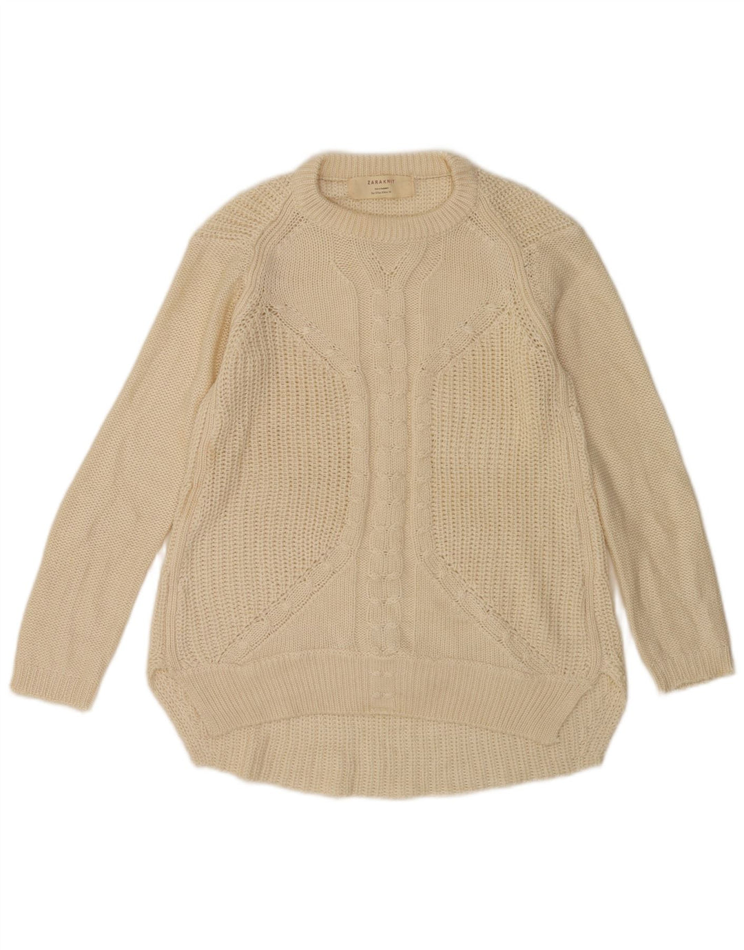 Zara Womens Boat Neck Jumper Sweater UK 10 Small Off White
