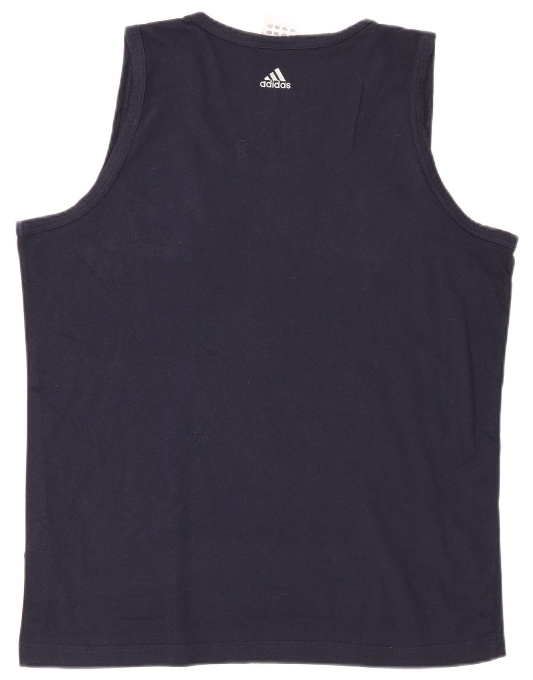 ADIDAS Mens Vest Top Large Navy Blue Cotton